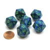 Dice>Lustrous 20 Sided D20 Chessex Dice, 6 Pieces - Dark Blue with Green Numbers - Your Source for Gaming Essentials