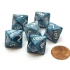 Dice>Lustrous 15mm 8 Sided D8 Chessex Dice, 6 Pieces - Slate with White - Your Source for Gaming Essentials