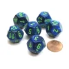 Dice>Lustrous 18mm 12 Sided D12 Chessex Dice, 6 Pieces - Dark Blue with Green - Your Source for Gaming Essentials