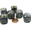 Dice>Lustrous 20mm Big D6 Chessex Dice, 6 Pieces - Black with Gold Pips - Your Source for Gaming Essentials