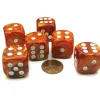 Dice>Lustrous 20mm Big D6 Chessex Dice, 6 Pieces - Bronze with White Pips - Your Source for Gaming Essentials