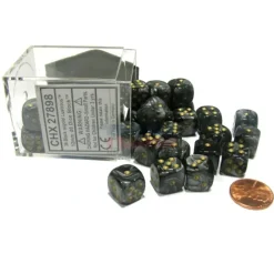 Dice>Lustrous 12mm D6 Chessex Dice Block (36 Dice) - Black with Gold Pips - Your Source for Gaming Essentials