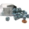 Dice>Lustrous 12mm D6 Chessex Dice Block (36 Dice) - Slate with White Pips - Your Source for Gaming Essentials