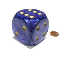 Dice>Lustrous 50mm Huge Large D6 Chessex Dice, 1 Piece - Purple with Gold Pips - Your Source for Gaming Essentials