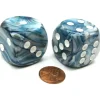 Dice>Lustrous 30mm Large D6 Chessex Dice, 2 Pieces - Slate with White Pips - Your Source for Gaming Essentials