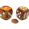 Dice>Lustrous 30mm Large D6 Chessex Dice, 2 Pieces - Bronze with White Pips - Your Source for Gaming Essentials