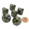 Dice>Lustrous 16mm Tens D10 (00-90) Chessex Dice, 6 Pieces - Shadow with Gold Numbers - Your Source for Gaming Essentials