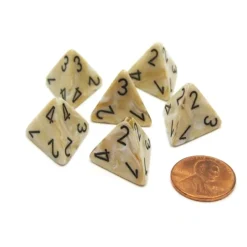 Dice>Marble 18mm 4 Sided D4 Chessex Dice, 6 Pieces - Ivory with Black - Your Source for Gaming Essentials