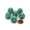 Dice>Marble 18mm 12 Sided D12 Chessex Dice, 6 Pieces - Oxi-Copper with White Numbers - Your Source for Gaming Essentials