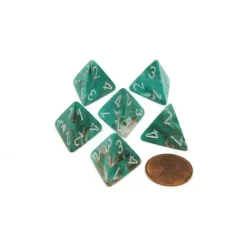 Dice>Marble 18mm 4 Sided D4 Chessex Dice, 6 Pieces - Oxi-Copper with White Numbers - Your Source for Gaming Essentials