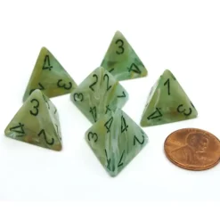 Dice>Marble 18mm 4 Sided D4 Chessex Dice, 6 Pieces - Green with Dark Green - Your Source for Gaming Essentials