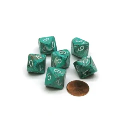 Dice>Marble 16mm D10 (0-9) Chessex Dice, 6 Pieces - Oxi-Copper with White Numbers - Your Source for Gaming Essentials