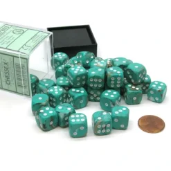 Dice>Marble 12mm D6 Chessex Dice Block (36 Dice) - Oxi-Copper with White Pips - Your Source for Gaming Essentials