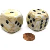 Dice>Marble 30mm Large D6 Chessex Dice, 2 Pieces - Ivory with Black Pips - Your Source for Gaming Essentials
