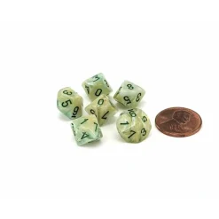 Dice>Marble 10mm Mini 10 Sided D10 Dice, 6 Pieces - Green with Dark Green Numbers - Your Source for Gaming Essentials
