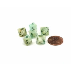 Dice>Marble 9mm Mini 8 Sided D8 Dice, 6 Pieces - Green with Dark Green Numbers - Your Source for Gaming Essentials