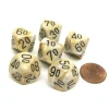 Dice>Marble 16mm Tens D10 (00-90) Chessex Dice, 6 Pieces - Ivory with Black Numbers - Your Source for Gaming Essentials