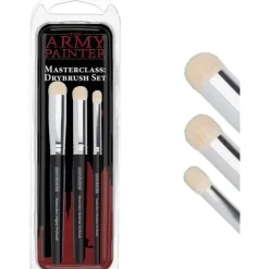 Tabletop Miniatures-Masterclass Drybrush Set - 3 Domed Tip Brushes for Model Painting - Your Source for Gaming Essentials
