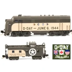 Micro-Trains 99321101 N Scale D-Day Commemorative Locomotive & Caboose Set - Your Source for Gaming Essentials* New