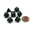 Dice>Mini Polyhedral 7 Piece Opaque Dice Set Small 11mm Die - Black with Light-Blue - Your Source for Gaming Essentials