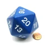 Dice-55mm Jumbo 20-Sided D20 Countdown Dice - Opaque Blue with White Numbers - Your Source for Gaming Essentials
