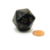 Dice-34mm Large 20-Sided D20 Opaque Chessex Dice, 1 Die - Black with Gold Numbers - Your Source for Gaming Essentials
