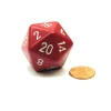 Dice-34mm Large 20-Sided D20 Opaque Chessex Dice, 1 Die - Red with White Numbers - Your Source for Gaming Essentials