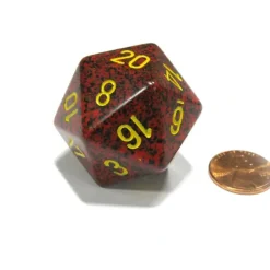 Dice-34mm Large 20-Sided D20 Speckled Chessex Dice, 1 Die - Mercury - Your Source for Gaming Essentials