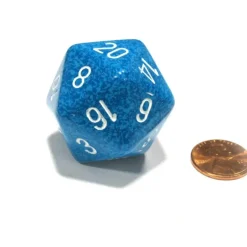 Dice-34mm Large 20-Sided D20 Speckled Chessex Dice, 1 Die - Water - Your Source for Gaming Essentials
