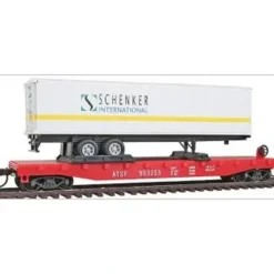 Model Power 98357 HO Santa Fe 50' Flatcar w/ 40' Schenker International Trailer - Your Source for Gaming Essentials* Outlet