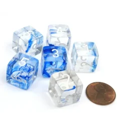 Dice>Nebula 15mm 6 Sided D6 Chessex Dice, 6 Pieces - Dark Blue with White Numbers - Your Source for Gaming Essentials