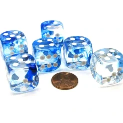 Dice>Nebula 20mm Big D6 Chessex Dice, 6 Pieces - Dark Blue with White Pips - Your Source for Gaming Essentials