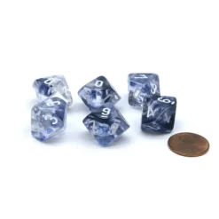 Dice>Nebula 16mm D10 (0-9) Chessex Dice, 6 Pieces - Black with White Numbers - Your Source for Gaming Essentials