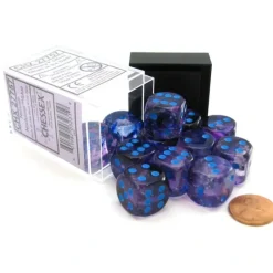 Dice>Nebula 16mm D6 Dice Block (12 Dice) - Nocturnal with Blue Pips - Your Source for Gaming Essentials