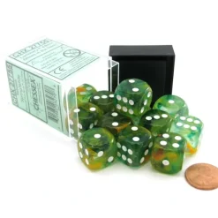 Dice>Nebula 16mm D6 Dice Block (12 Dice) - Spring with White Pips - Your Source for Gaming Essentials