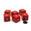 Dice>Opaque 25mm 6 Sided D6 Large Jumbo Numbered Dice, 6 Pieces - Red with White - Your Source for Gaming Essentials