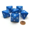 Dice>Opaque 25mm 8 Sided D8 Large Jumbo Numbered Dice, 6 Pieces - Blue with White - Your Source for Gaming Essentials
