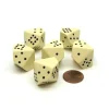 Dice>Opaque 20mm 10 Sided D10 Spotted Pip Dice, 6 Pieces - Ivory with Black Spots - Your Source for Gaming Essentials
