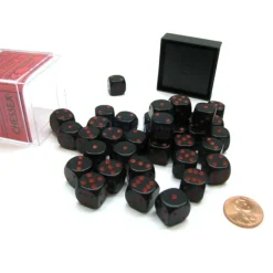 Dice>Opaque 12mm D6 Chessex Dice Block (36 Die) - Black with Red Pips - Your Source for Gaming Essentials