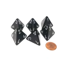 Dice>Opaque 26mm D4 Large Jumbo Numbered Dice, 6 Pieces - Black with White Numbers - Your Source for Gaming Essentials