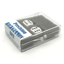 Dice>Opaque Precision Backgammon 5/8" Dice, 2 Die in Case - White with Black Pips - Your Source for Gaming Essentials