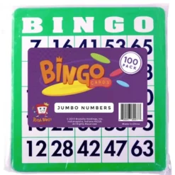 Board Games-Pack of 100 Bingo Cards with Jumbo Numbers - Green - Your Source for Gaming Essentials
