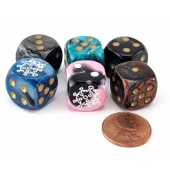 Dice>Pack of 6 Chessex Custom Engraved 16mm D6 Assorted Style Dice - Sick! Virus - Your Source for Gaming Essentials