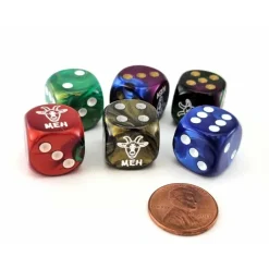 Dice>Pack of 6 Chessex Custom Engraved 16mm D6 Assorted Style Dice - Meh Goat - Your Source for Gaming Essentials