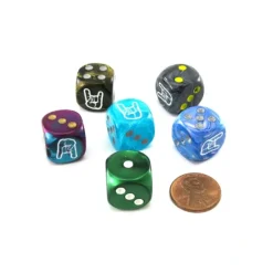 Dice>Pack of 6 Chessex Custom Engraved 16mm D6 Assorted Style Dice - Horns - Your Source for Gaming Essentials
