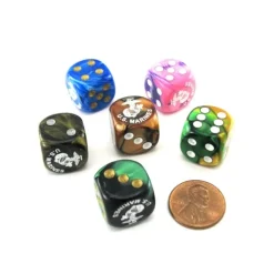 Dice>Pack of 6 Chessex Custom Engraved 16mm D6 Assorted Style Military Dice - Marines - Your Source for Gaming Essentials