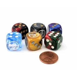 Dice>Pack of 6 Chessex Custom Engraved 16mm D6 Assorted Style Dice - Face Palm - Your Source for Gaming Essentials