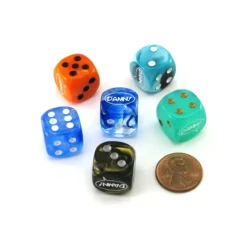 Dice>Pack of 6 Chessex Custom Engraved 16mm D6 Assorted Style Funny Meme Dice - Damn! - Your Source for Gaming Essentials