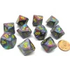 Dice>Pack of 10 Chessex Festive D10 Dice - Mosaic with Yellow Numbers - Your Source for Gaming Essentials