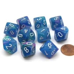 Dice>Pack of 10 Chessex Festive D10 Dice - Waterlily with White Numbers - Your Source for Gaming Essentials